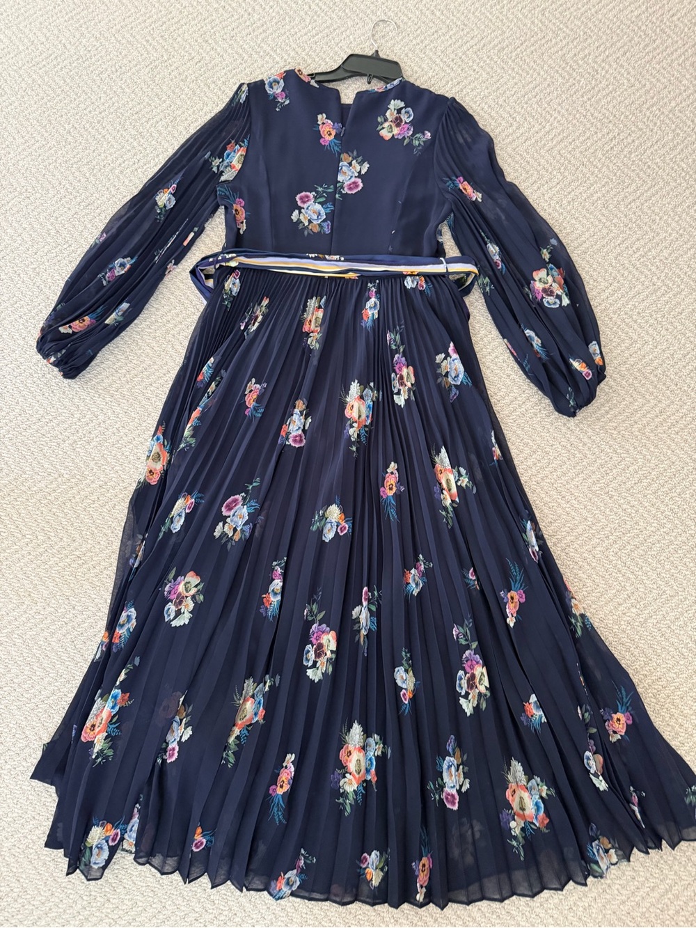 Zimmermann Navy Floral Pleated Maxi Dress with Long Sleeves - Picture 5 of 10